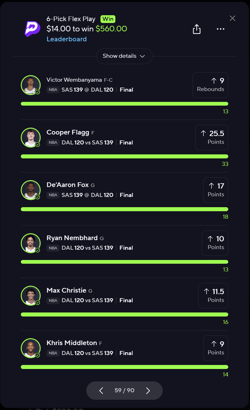 PrizePicks winning slip 3